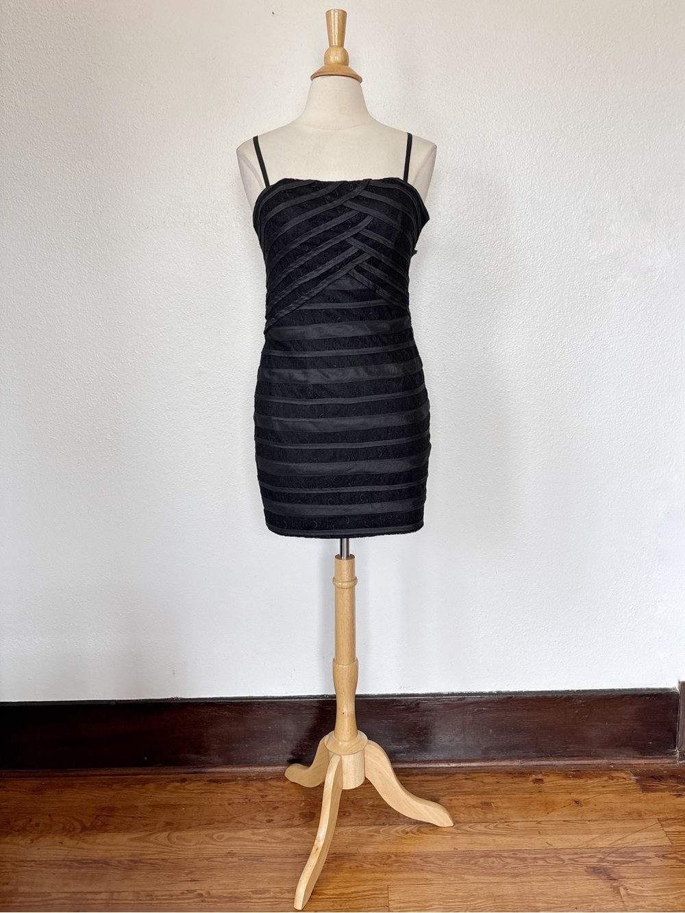 Vintage 90s Y2K Goth Black Strappy Bandage Mini Dress